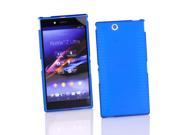 Kit Me Out USA TPU Gel Case Screen Protector with MicroFibre Cleaning Cloth for Sony Xperia Z Ultra Blue Frosted Pattern