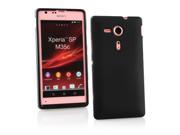 Kit Me Out USA TPU Gel Case Screen Protector with MicroFibre Cleaning Cloth for Sony Xperia SP Black Frosted Pattern