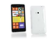 Kit Me Out USA TPU Gel Case Screen Protector with MicroFibre Cleaning Cloth for Nokia Lumia 625 Clear S Line Wave Pattern