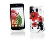 Kit Me Out USA IMD TPU Gel Case for LG Optimus L7 2 Dual P715 White Red Black Oriental Flowers