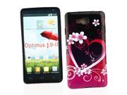 Kit Me Out USA IMD TPU Gel Case for LG Optimus L9 2 II Black Pink Love Heart