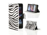 Kit Me Out USA PU Leather Printed Side Flip Screen Protector with MicroFibre Cleaning Cloth for Sony Xperia Z1 Compact Black White Zebra
