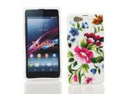 Kit Me Out USA IMD TPU Gel Case Screen Protector with MicroFibre Cleaning Cloth for Sony Xperia Z1 Compact Multicoloured White Vintage Flowers