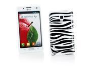 Kit Me Out USA IMD TPU Gel Case Screen Protector with MicroFibre Cleaning Cloth for LG Optimus L7 2 P710 Black White Zebra