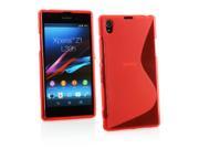 Kit Me Out USA TPU Gel Case + Screen Protector with MicroFibre Cleaning Cloth for Sony Xperia Z1 - Red S Line Wave Pattern Kit Me Out USA TPU Gel Case + Screen Protector with MicroFibre Cleaning Cloth for Sony Xperia Z1 - Red S Line Wave Pattern