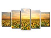 Wieco Art The Sunflowers Canvas Print Stretched and Framed Canvas Wall Art for Wall Decorationand Home Decoration Seascape Canvas Art P5RLA007_f1