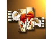 Wieco Art 4 Piece Scents of Callas Stretched and Framed Hand Painted Modern Oil Paintings on Canvas Wall Art Set