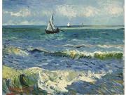 Wieco Art Seascape at Saintes Maries by Vincent Van Gogh Oil Paintings Reproduction Canvas Prints Giclee Artwork for Wall Decor Modern Canvas Wall Art for Ho