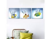 Wieco Art Happy Fish 3 Panels Modern Giclee Canvas Prints Artwork Contemporary Animal Picture to Photo Paintings on Canvas Wall Art for Home Decorations Wall