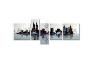 Wieco Art Beautiful City 5 panels 100% Hand painted Modern Abstract Citysacpe Artwork Oil Paintings on Canvas Wall Art for Home Decorations Wall Decor Stretc