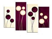 Canvas Prints Stretched and Framed Huge Canvas Print 4 Panels Plum Cream Abstract Circles Abstract Wall Art and Home Decoration Free Shipping