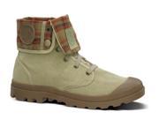 Mens Palladium Baggy Canvas Leather Ankle Boot Lace Up Beige