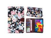 KABB Flower Pattern Wallet Style Flip Stand Leather Case Cover with Credit Card Slot for Samsung T330 GALAXY Tab 4 8.0 inch Tablet