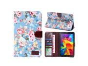 KABB Flower Pattern Wallet Style Flip Stand Leather Case Cover with Credit Card Slot for Samsung T330 GALAXY Tab 4 8.0 inch Tablet