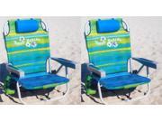 Tommy Bahama 2016 Backpack Cooler Chair with Storage Pouch and Towel Bar 2 Pack Green Blue Mix Green Blue Mix
