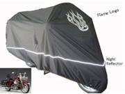 High Quality Motorcycle Cover Fits up to 108 length Large cruiser Tourer Chopper. includes Cable Lock Flame Logo