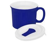 CorningWare French White Pop Ins Mug with Vented Plastic Cover 20 Ounce Blueberry