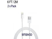 2 X WHITE 6 FT 8 Pin USB A to Lightning compatible Adapter Data Charge Cable iPhone 6 6 Plus 5 5S 5C