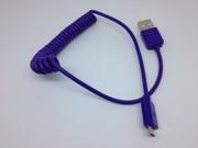 2 PACK COILED PURPLE Color USB Cable 2.0 Type A Male to Micro B 5 pin Male for HTC Samsung LG