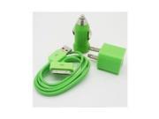 GREEN USB Car Charger Travel Charger Sync Cable Apple iPod Touch 4th Gen iPhone 4S 4 iPOD Touch 3rd 2nd Gen