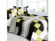 [Lost in Venice] 100% Cotton 3PC Vermicelli Quilted Patchwork Quilt Set Full Queen Size