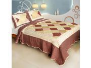 [Sculpting In Time] 100% Cotton 3PC Vermicelli Quilted Patchwork Quilt Set Full Queen Size