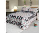 [Alice and Flower] Cotton 3PC Floral Vermicelli Quilted Patchwork Quilt Set King Size