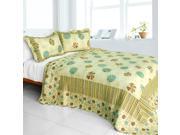 [Snowflakes Fall] Cotton 3PC Vermicelli Quilted Patchwork Quilt Set Full Queen Size