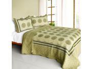 [Antique Beauty] Cotton 3PC Vermicelli Quilted Polka Dot Patchwork Quilt Set Full Queen Size