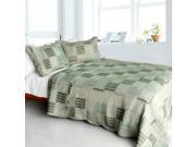 [Plaided World] Cotton 3PC Vermicelli Quilted Plaid Patchwork Quilt Set Full Queen Size