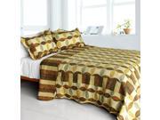 [Memories Off] Cotton 3PC Vermicelli Quilted Striped Patchwork Quilt Set Full Queen Size