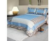 [Midsummer Dream] Cotton 3PC Floral Vermicelli Quilted Patchwork Quilt Set Full Queen Size