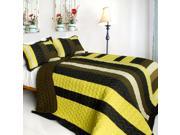 [Magic Maze] 3PC Vermicelli Quilted Patchwork Quilt Set Full Queen Size