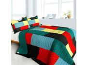[Rain Season] 3PC Vermicelli Quilted Patchwork Quilt Set Full Queen Size