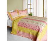 [Magic Clover] 3PC Cotton Contained Vermicelli Quilted Patchwork Quilt Set Full Queen Size