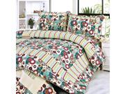 [Dianthe] 100% Cotton 3PC Floral Vermicelli Quilted Patchwork Quilt Set Full Queen Size