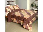 [Artistic Chic] 100% Cotton 3PC Vermicelli Quilted Patchwork Quilt Set Full Queen Size