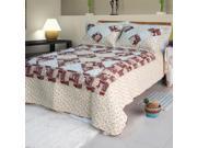 [Fantasy Flowers] Cotton 2PC Floral Vermicelli Quilted Patchwork Quilt Set Twin Size
