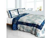 [Shibumi] Cotton 3PC Vermicelli Quilted Floral Patchwork Quilt Set Full Queen Size