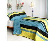 [Mountains Echoed] 3PC Vermicelli Quilted Patchwork Quilt Set Full Queen Size