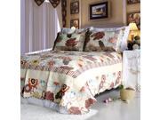 [Shaine] 100% Cotton 3PC Floral Vermicelli Quilted Patchwork Quilt Set Full Queen Size