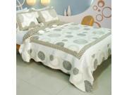 [Circle Style] 100% Cotton 3PC Vermicelli Quilted Patchwork Quilt Set Full Queen Size
