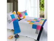 [Pure Heaven] Cotton 3PC Vermicelli Quilted Patchwork Quilt Set Full Queen Size