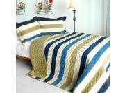 [Pure Sea Air] 3PC Patchwork Quilt Set Full Queen Size