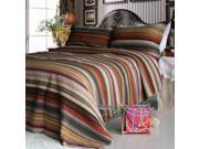 [Enthusiasm Desert 1] 100% Cotton 3PC Vermicelli Quilted Striped Patchwork Quilt Set Full Queen Size
