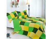 [Energetic] Cotton 3PC Vermicelli Quilted Patchwork Quilt Set Full Queen Size