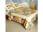 [Memory Piano] 100% Cotton 3PC Vermicelli Quilted Patchwork Quilt Set Full Queen Size