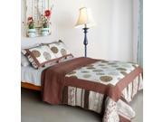 [Modern Circles] Cotton 3PC Vermicelli Quilted Patchwork Quilt Set Full Queen Size