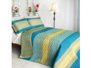 [Secrets Of Life] 3PC Vermicelli Quilted Patchwork Quilt Set Full Queen Size