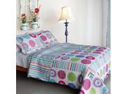 [Tropical Bubbles] Cotton 3PC Vermicelli Quilted Patchwork Quilt Set Full Queen Size